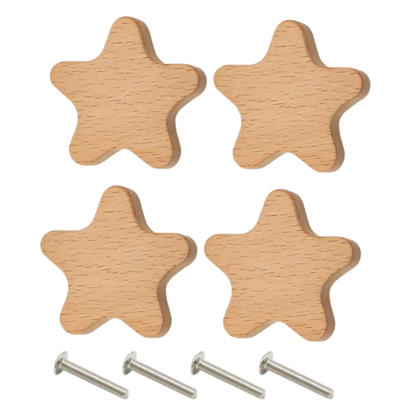 4x Wooden Cabinet Knobs Modern Wood Drawer Knobs for Cabinet Bathroom Closet