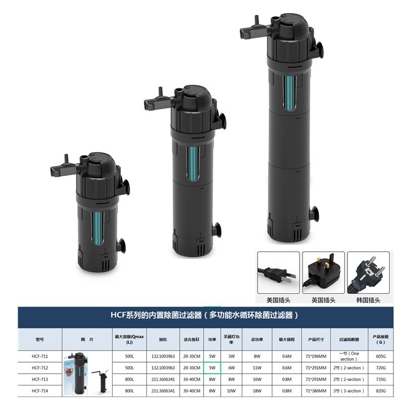 Generic Fish Tank Filter Threeinone Water Pump UV Sterilization