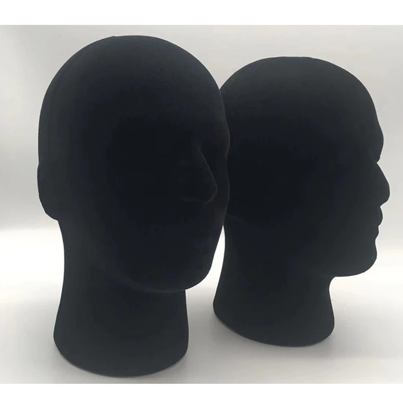 Styrofoam Black Velvet Manikin Mannequin Foam Head Wig Hair Hat Display Glasses 