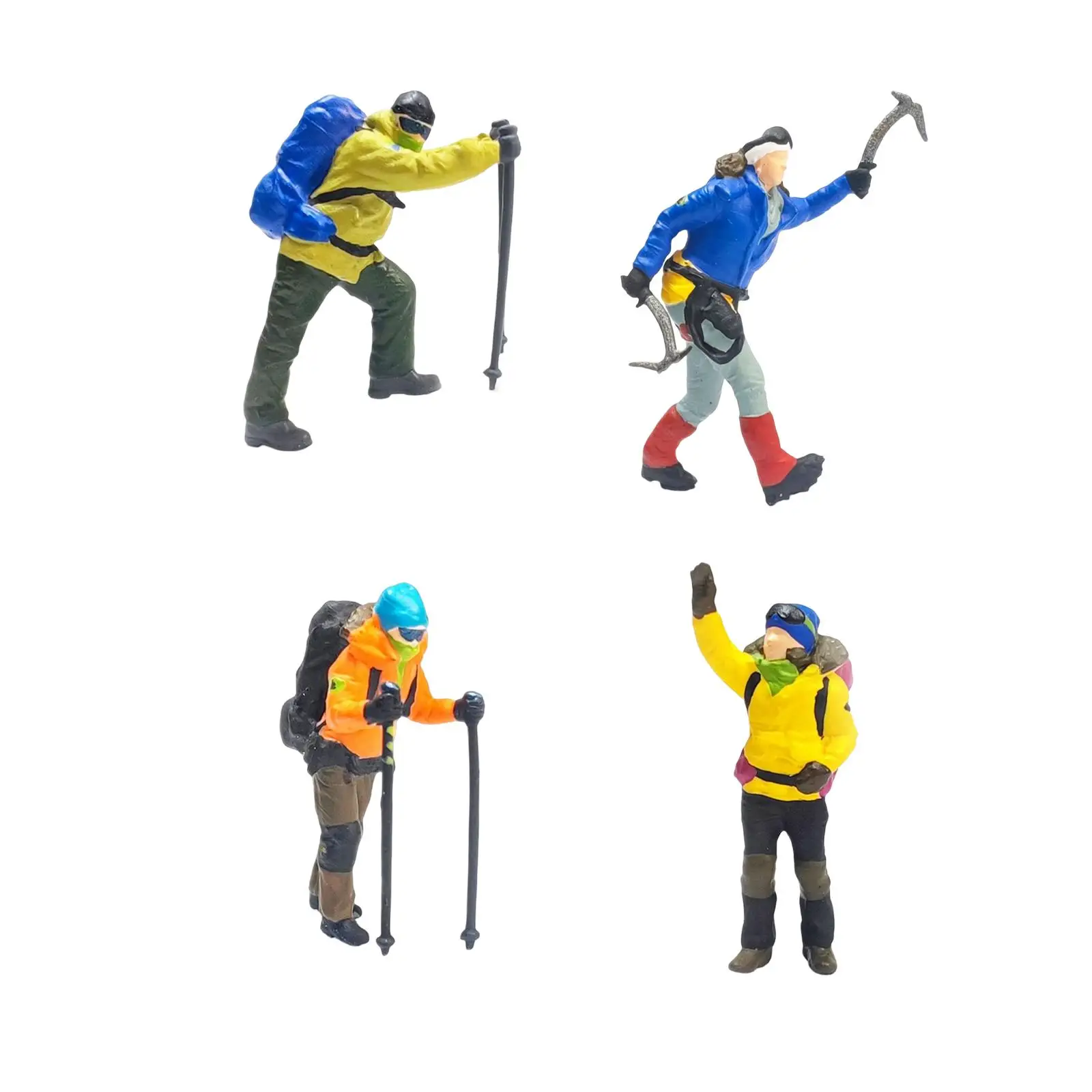 Resin 1/64 Climbing People Figurines Mountaineering People Figurines Ornament for Diorama DIY Scene Dollhouse Layout Decor