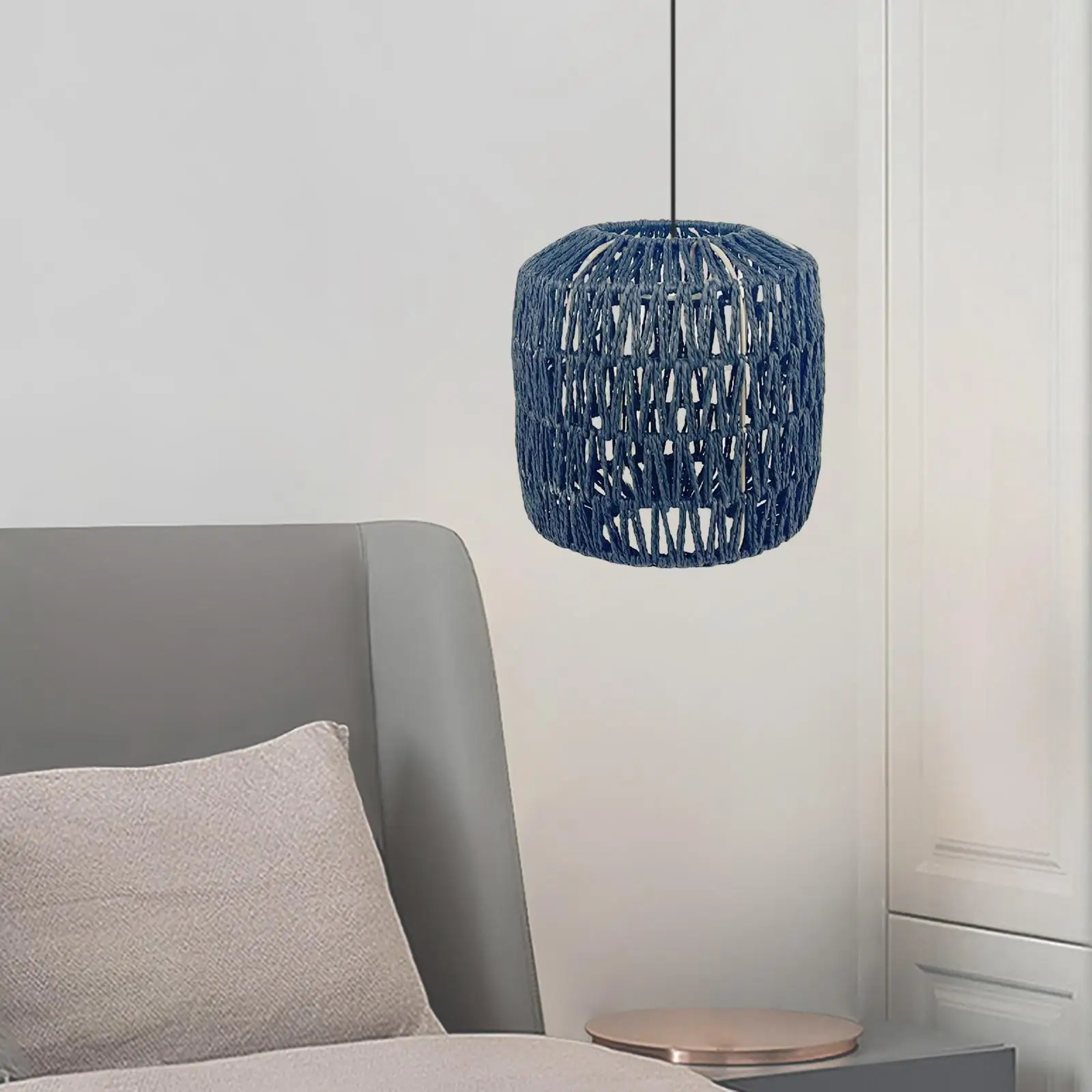 Pendant Lamp Shade Wicker Woven Ceiling Light Shade Rattan Hanging Light Fixture Lampshade for Kitchen Restaurant Decoration