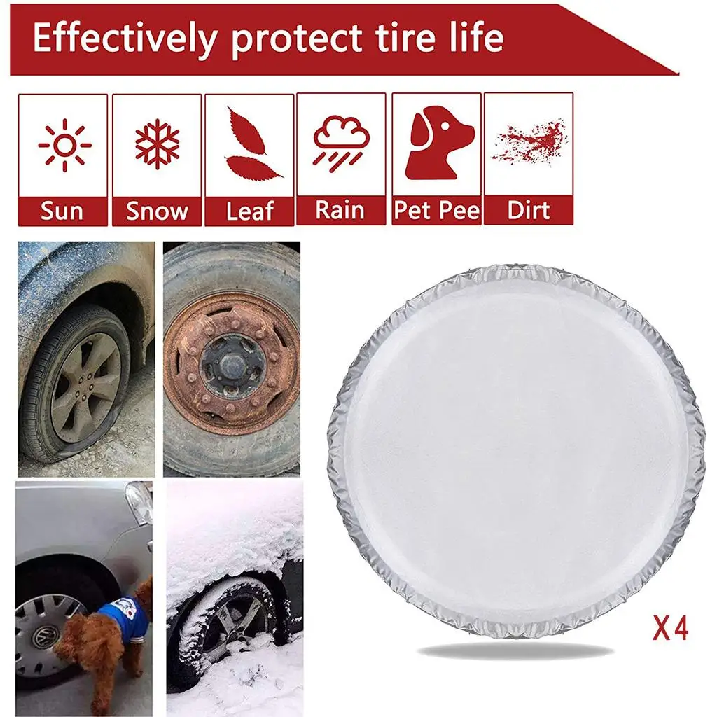 4pcs Car RV Wheel Tire Cover Protector Rain Snow Protector Waterproof 27``-29``