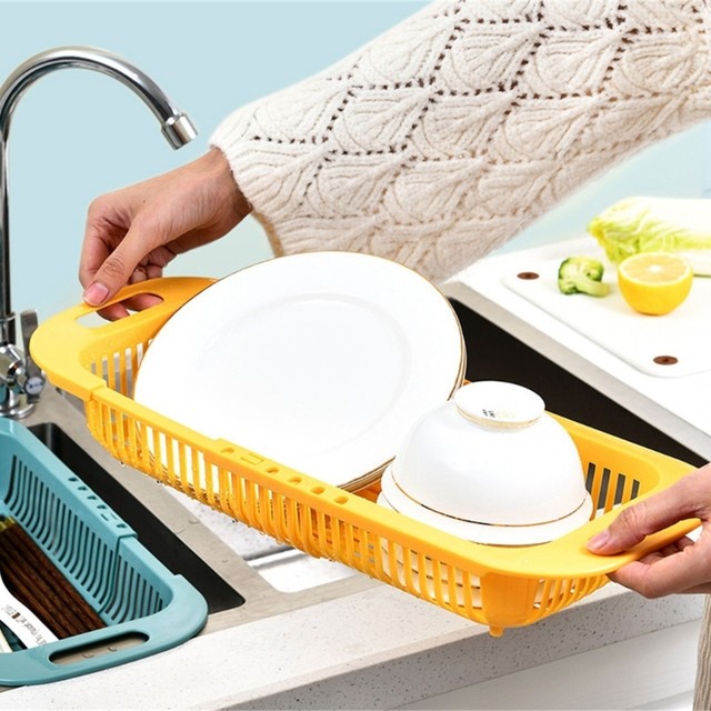 1pc Kitchen Stainless Steel Drain, Fruit Vegetable Wash Basin, Stretchable  Versatile Drying Container, Dish Rack For Household - AliExpress