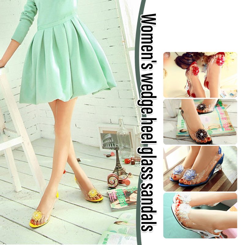 Studded Flower Design Transparent Sandals Peep Toe Heels Sandal Wedding Party Shoes Women Fishmouth Open Toe Heels 2026 New