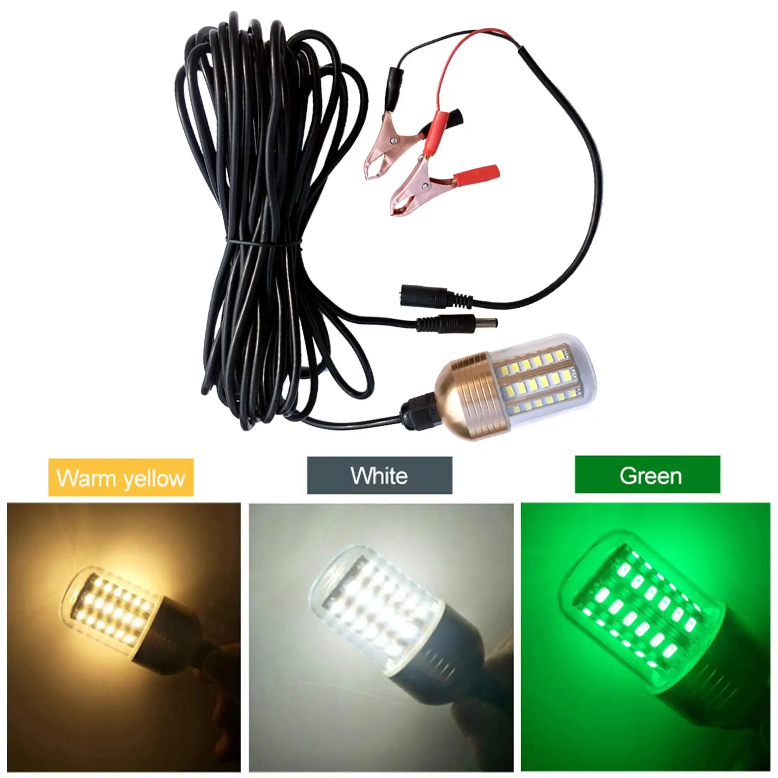 12V 60 LED Submersible Underwater Light, Lure Bait Finder, Night Fishing Finder Lamp for Outdoor Fishing