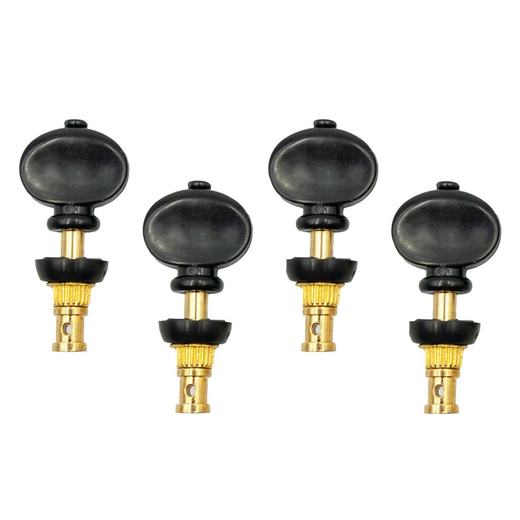 4 Pieces Straight Ukulele Strings Tuning Pegs Pin Machines  black            +Golden