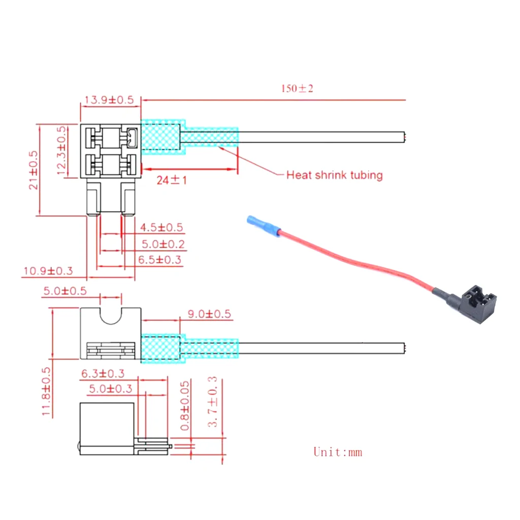 5 2    Tap Adapter tiny blade  Holder Plug Socket with 15AMP Mini s 15  Wire  Kit