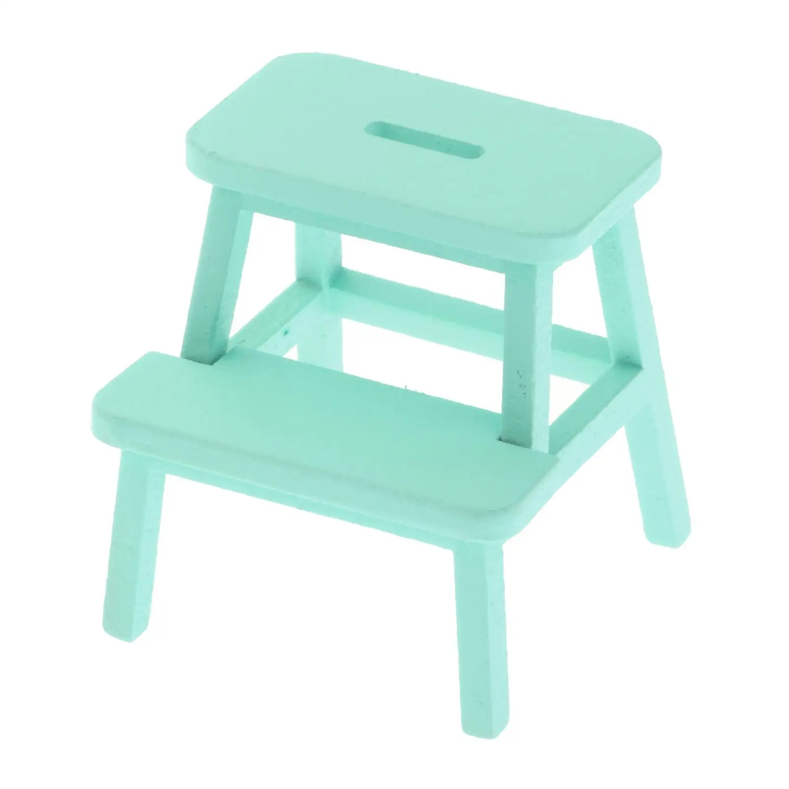 1:12 Scale Dollhouse Step Chair Handpainted Accessory DIY Decoration Two Step Stool Miniature for Doll House Bedroom Kitchen