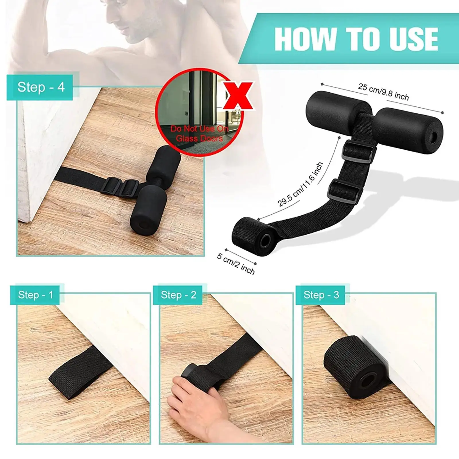 Hamstring Curl Strap Home Body Stretching Fitness Exercise Abdominal Muscle Training Sit up Assistant Device Door Way Situp Bar