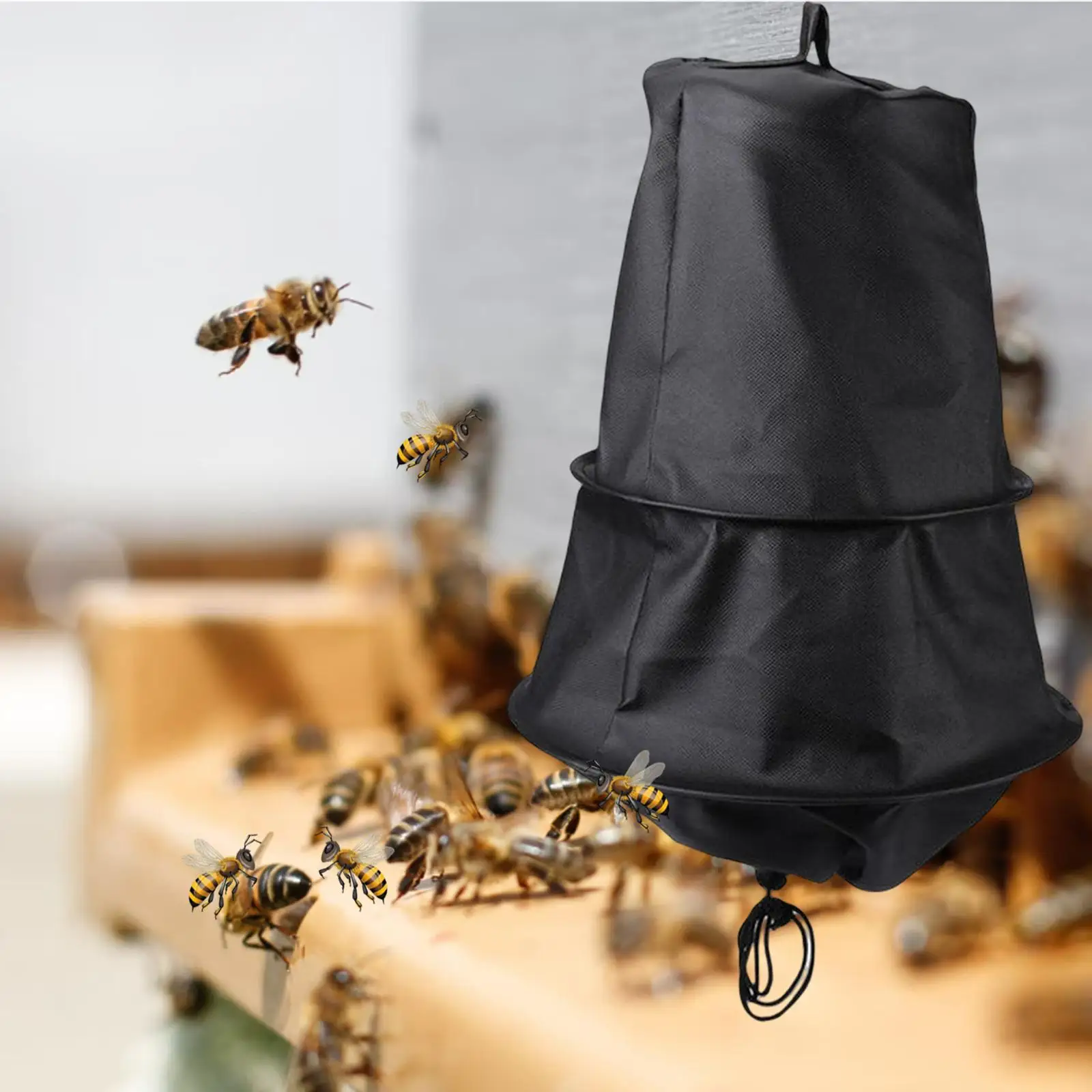 Black Swarm Trap Bee Cage Beekeeping Catching Tool Reusable Soft Loop On Top Swarming Catcher Accessories Safe Beekeeper Tool