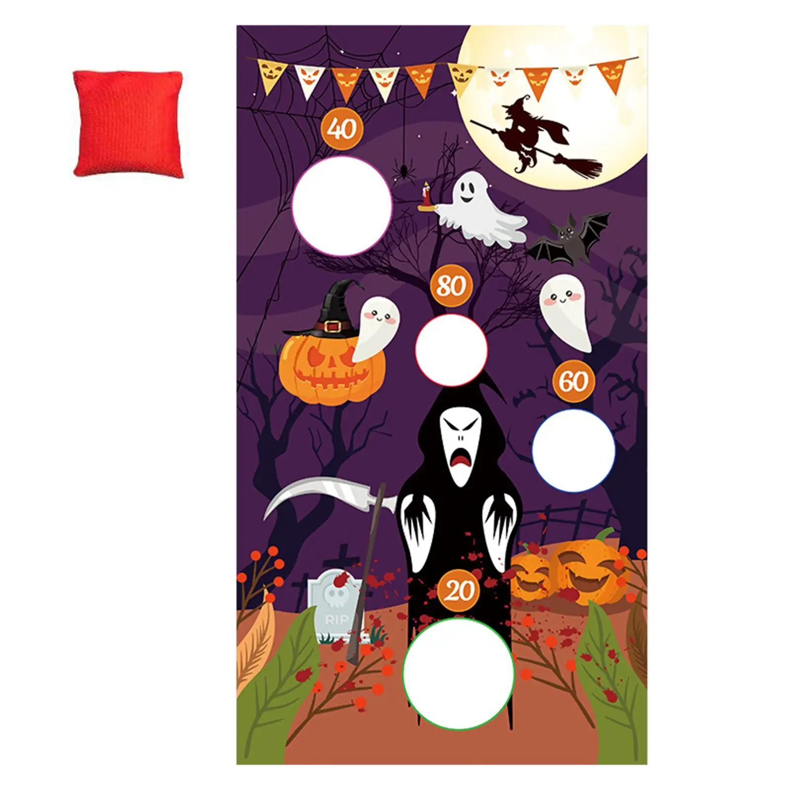 Portable Halloween Toss Game Favor Hanging Toss Game Banner for Courtyard Halloween Party Game Toys