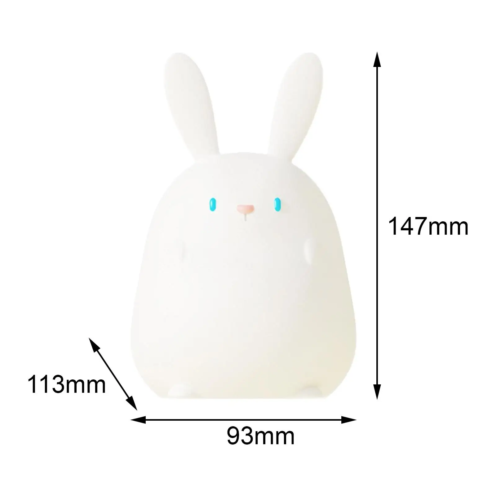 LED Night Light Nightlight Rabbit Shape Decorative USB Ornament Bunny Silicone Cute Bedside Lamp for Living Room Bedroom Gift