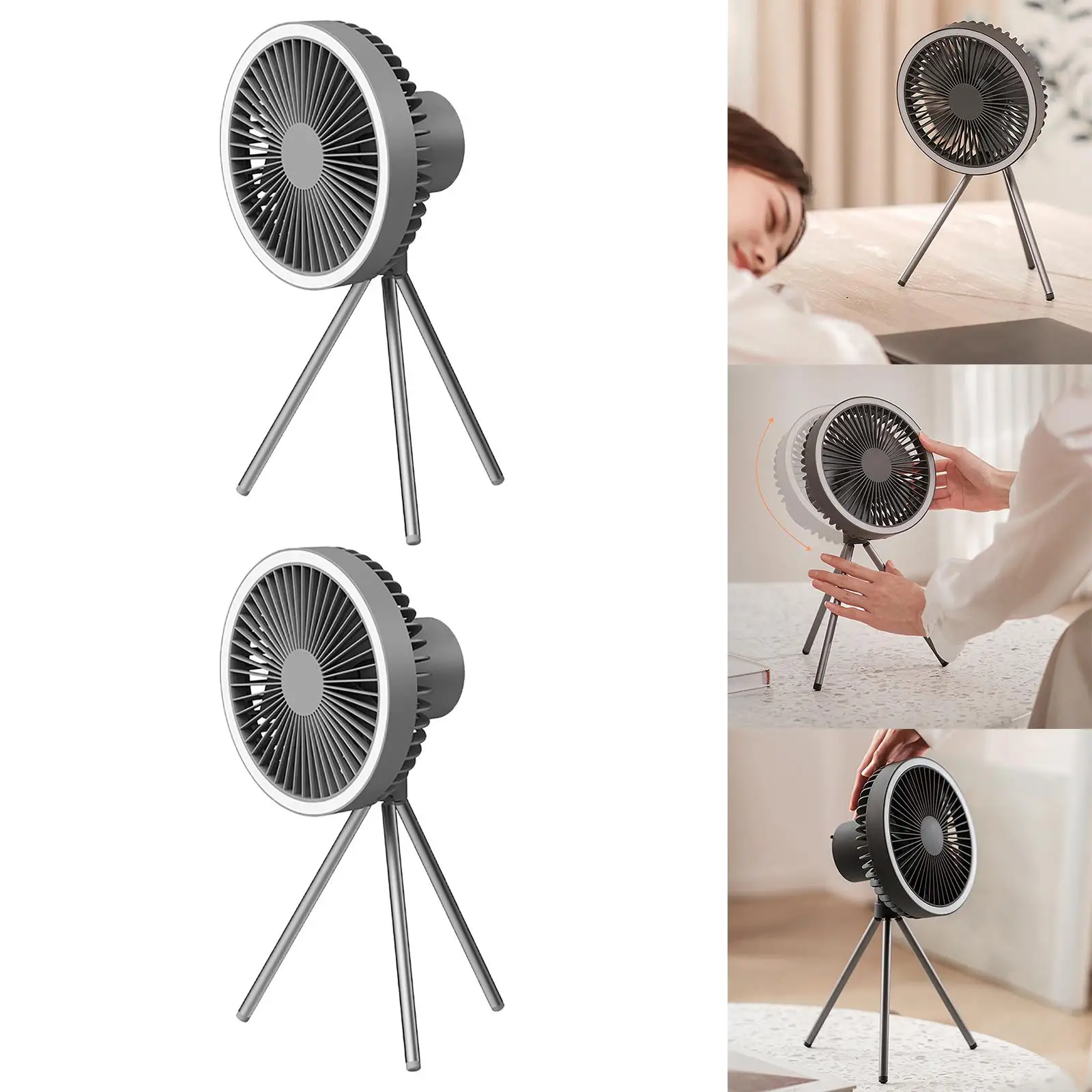 2pcs Portable Table Tripod Fan Quiet Operation Bedroom Hiking