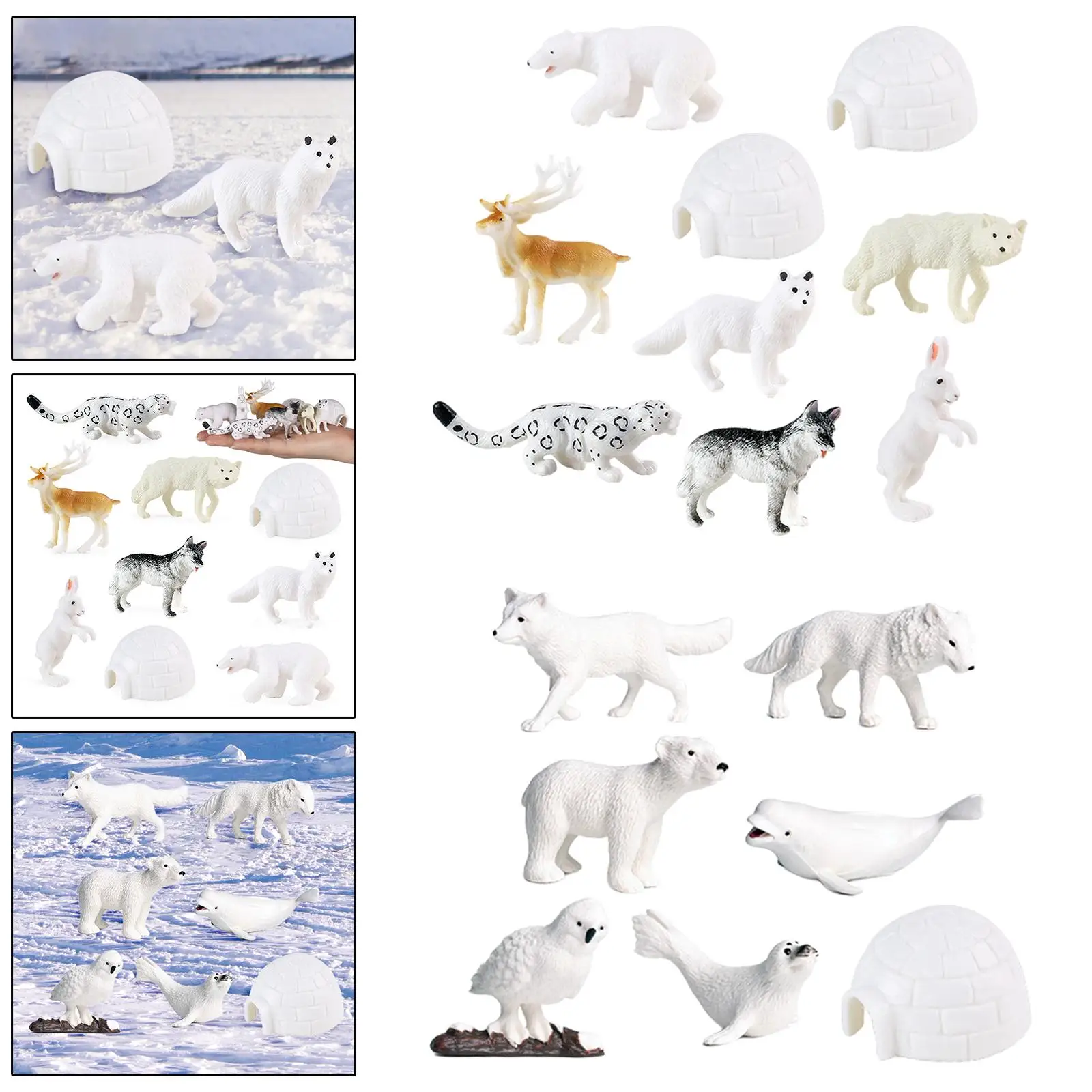 Mini Arctic Animal Model Statues Small for Shelf Decor Children Party Favor