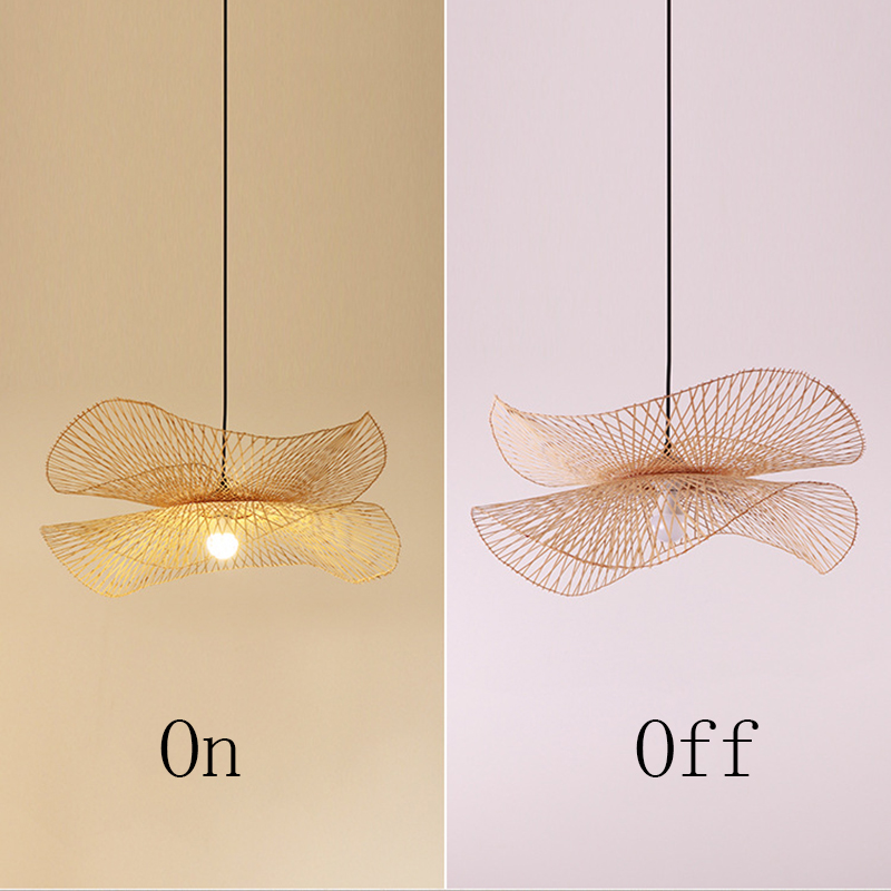 Chinese Creative Art Handmade Bamboo Chandelier Restaurant Kitchen Island Led Pendant Lamp Tea Room Hotel Hanging Lighting Decor