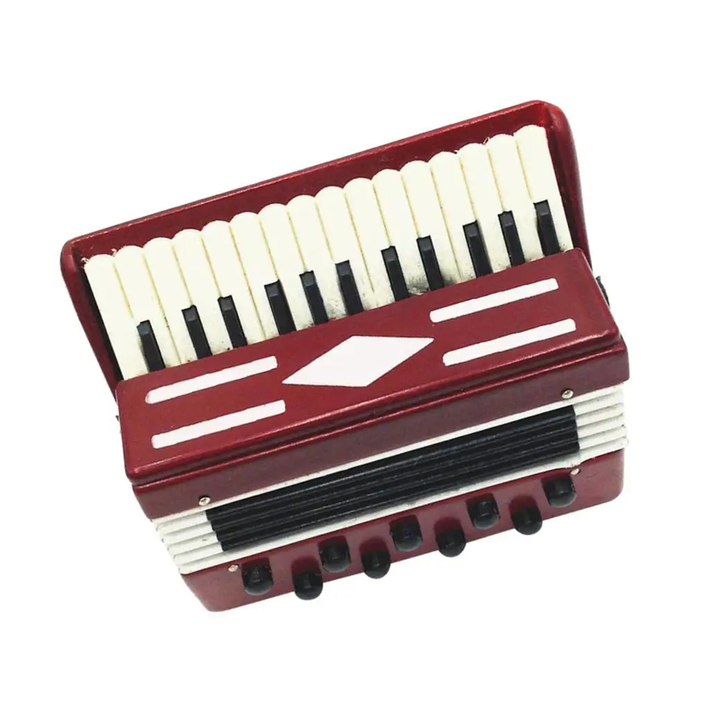 Scale Wooden Accordion  Doll House Miniature Music Instrument