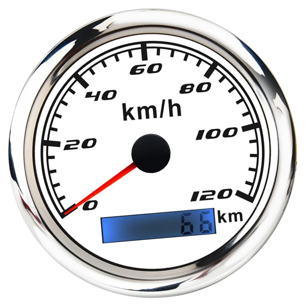85mm White GPS Speedometer 0-120km/h For Boat Truck Motorcycle w/ Backlight