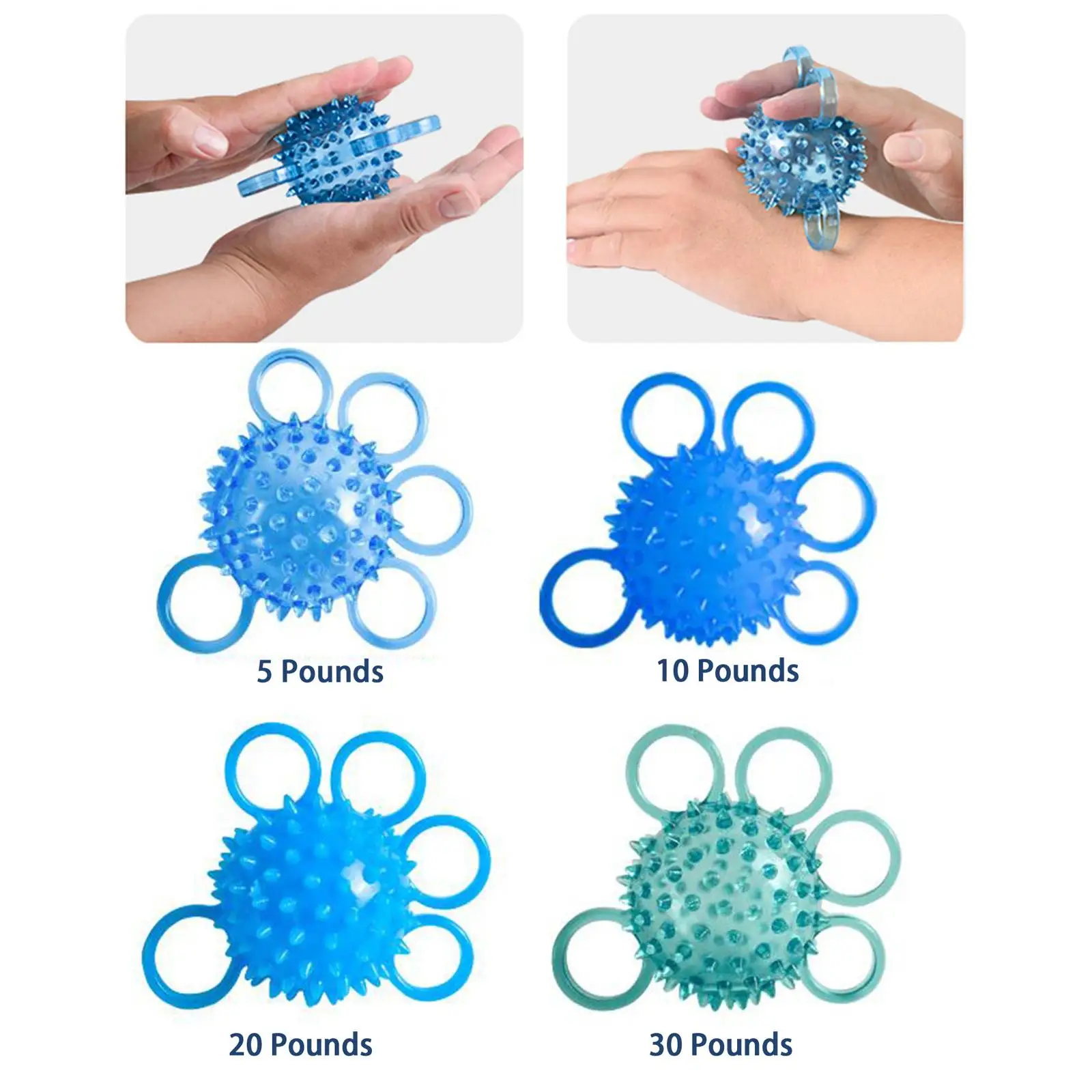 Hand Grip Ball Five Finger Prickly Stress Relief Force Training for Stroke