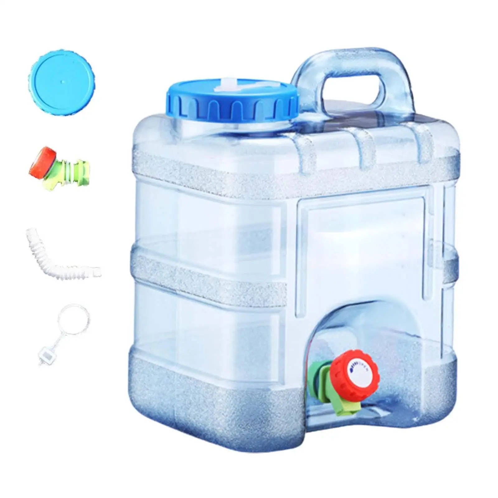 Portable Water Tank Water Storage Container Transparent Blue for Camping