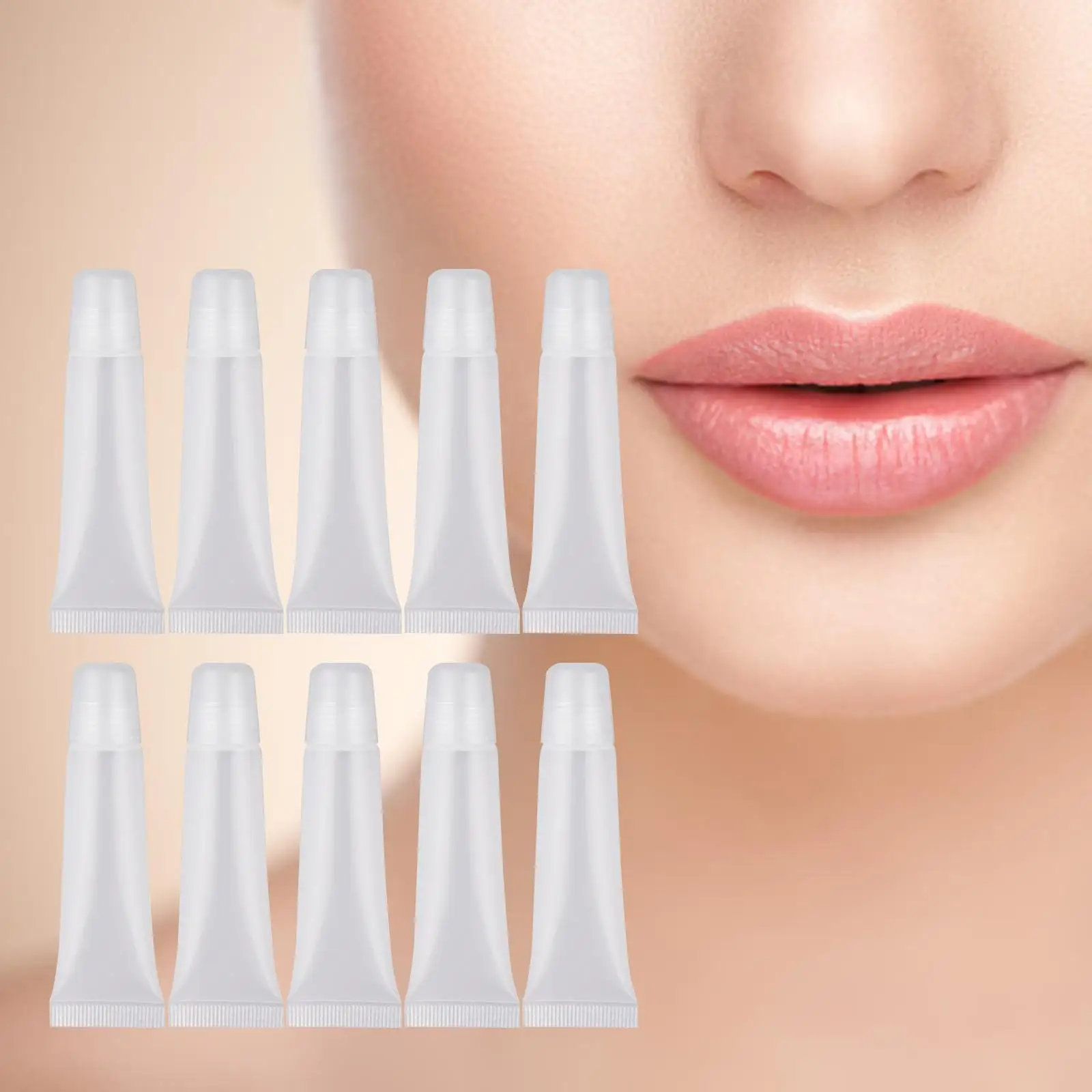 10x  Tubes  Tubes Empty Soft with Caps Portable Dispenser for DIY Lipgloss Base Travel Toiletries