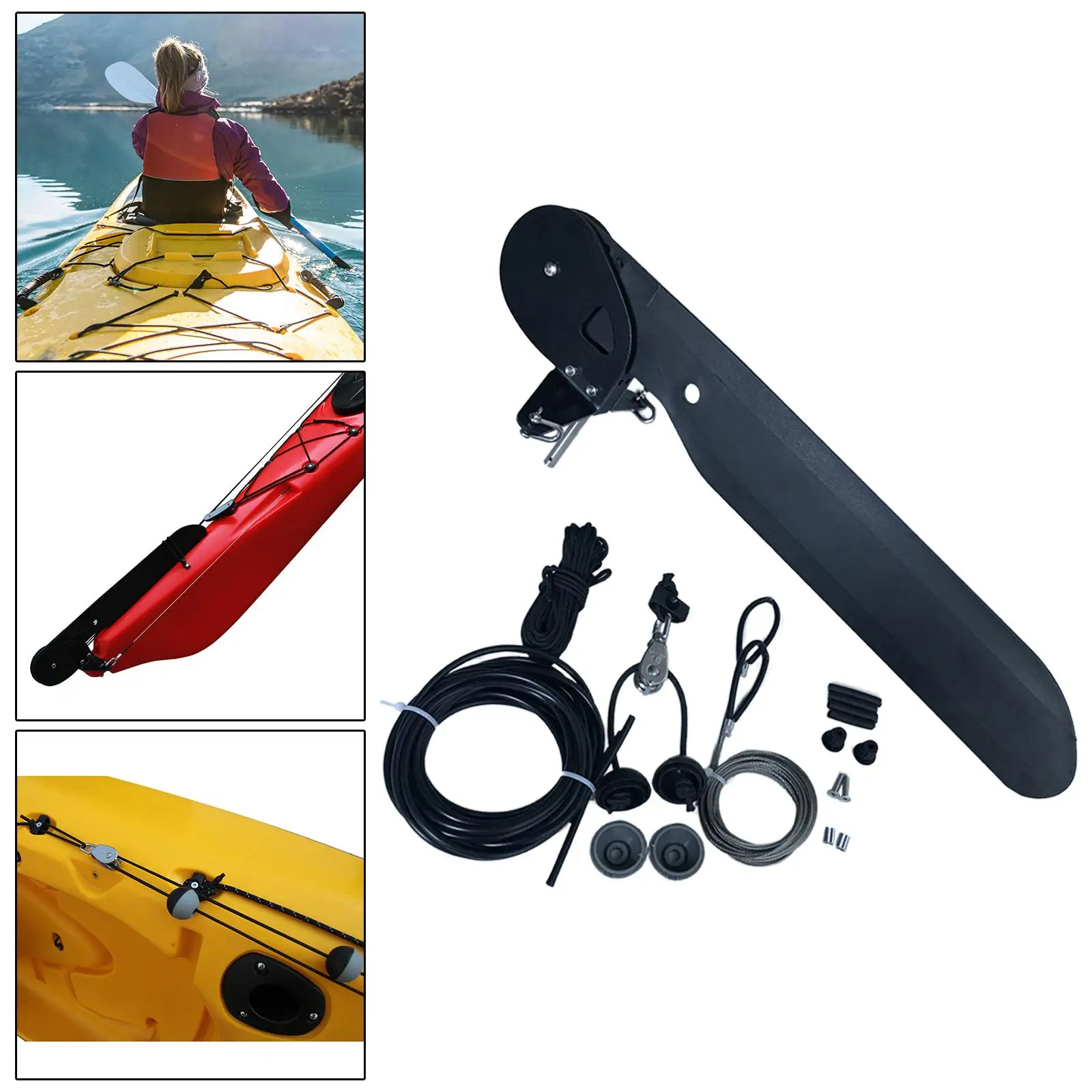 Nylon Kayak Boat Rudder Adjustable Black Foot Control Direction for Canoe Rear Tail Fishing Boat Parts