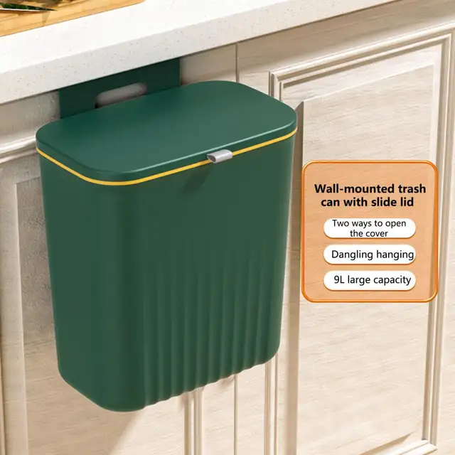 Cross-Border Wholesale Wall-Mounted Trash Can Kitchen Sliding Lid