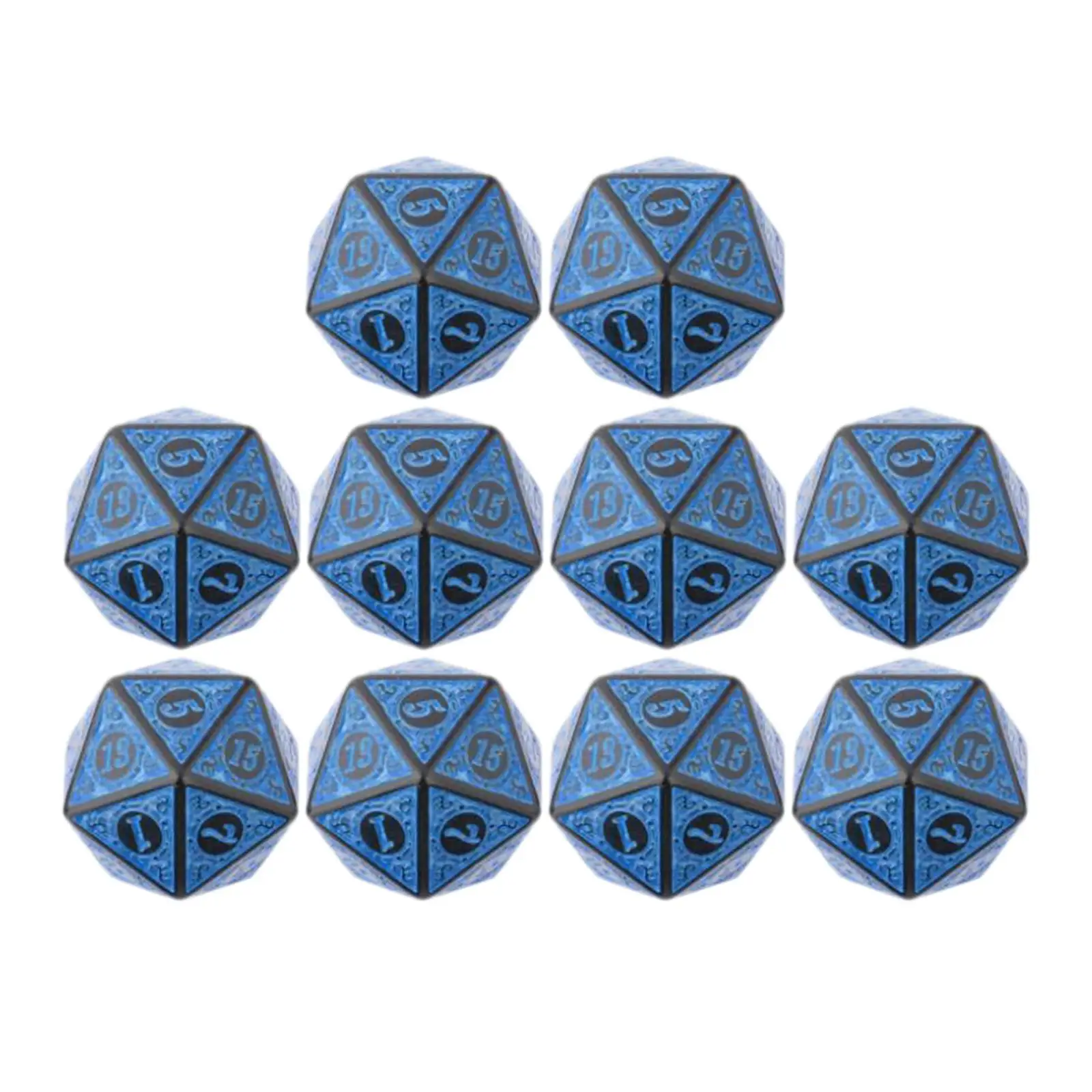 20 Sided Polyhedral Dice 10 Pieces Dice Set English Letters Acrylic Unique 20 mm for Dice Games Roleplaying Party Game