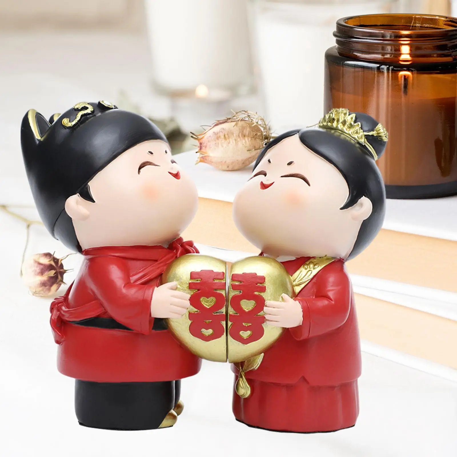 Wedding Couple Sculpture for Lover Creative Figures Chinese Couple Statue for Living Room Home Decorations Tabletop Shop Gift