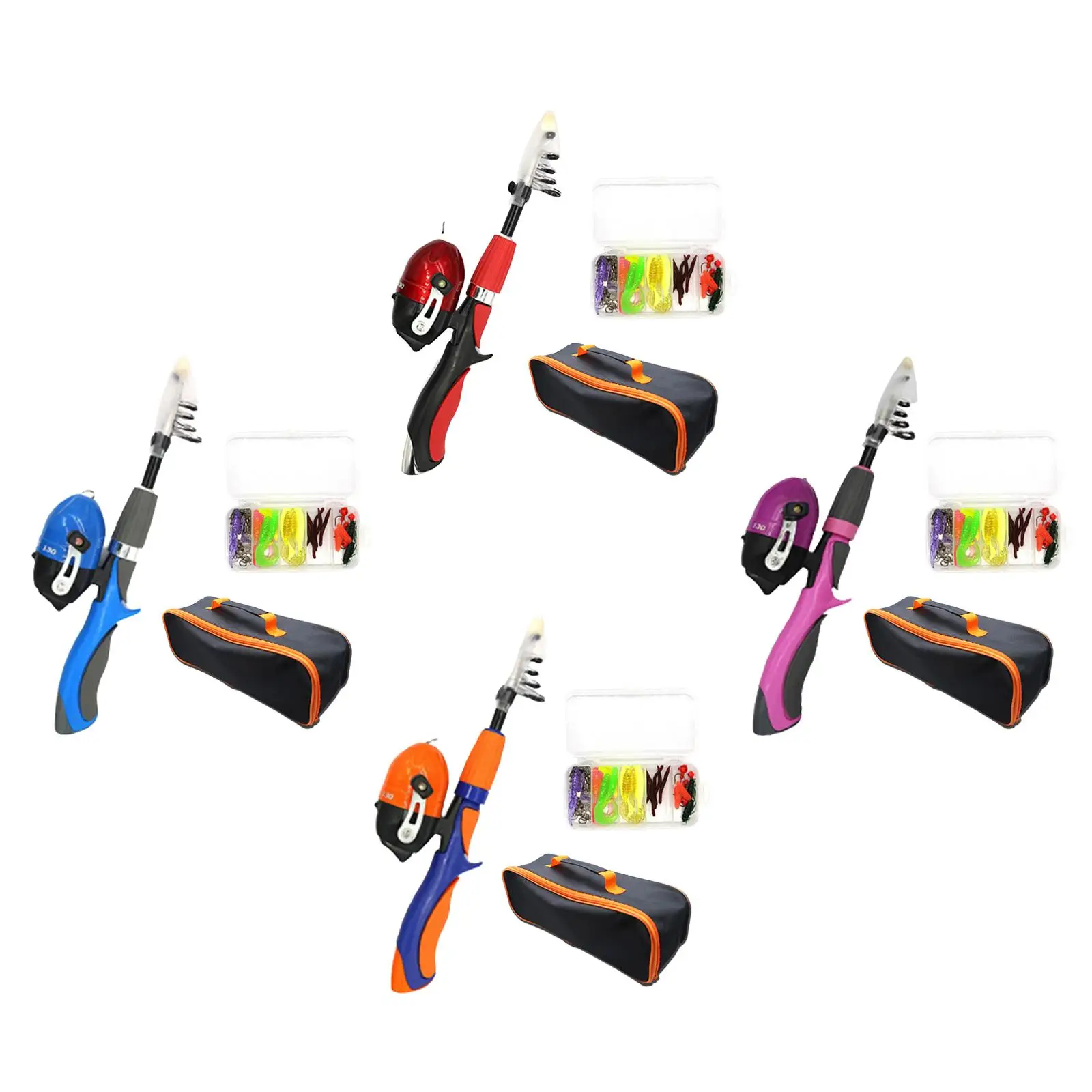 Fishing Rod and Reel Combo Fishing Pole Children Starter Kits Child Fishing Rod Complete Set with Lures for Travel Kid Children
