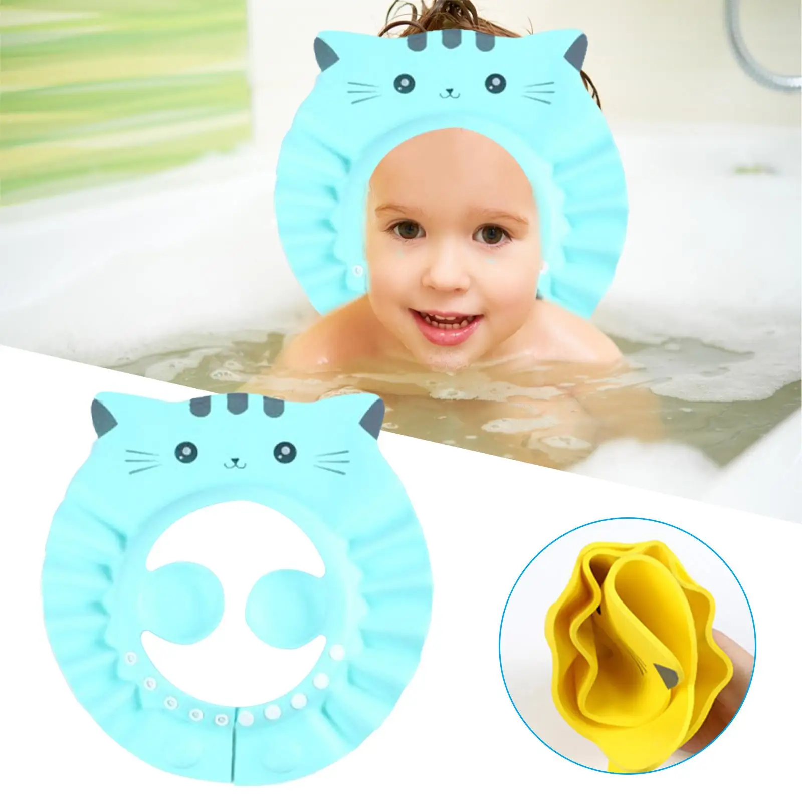 Resizable Baby Shower Hat, Baby Shampoo  Eyes  Lightweight Waterproof Bath Head Cover for ddler Children Boy Girls