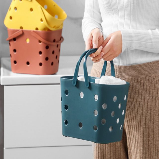 Cestino della spesa con manico in plastica morbida portatile per lavare i  vestiti sporchi cestini portaoggetti per il bagno Picnic cibo borsa per  frutta - AliExpress