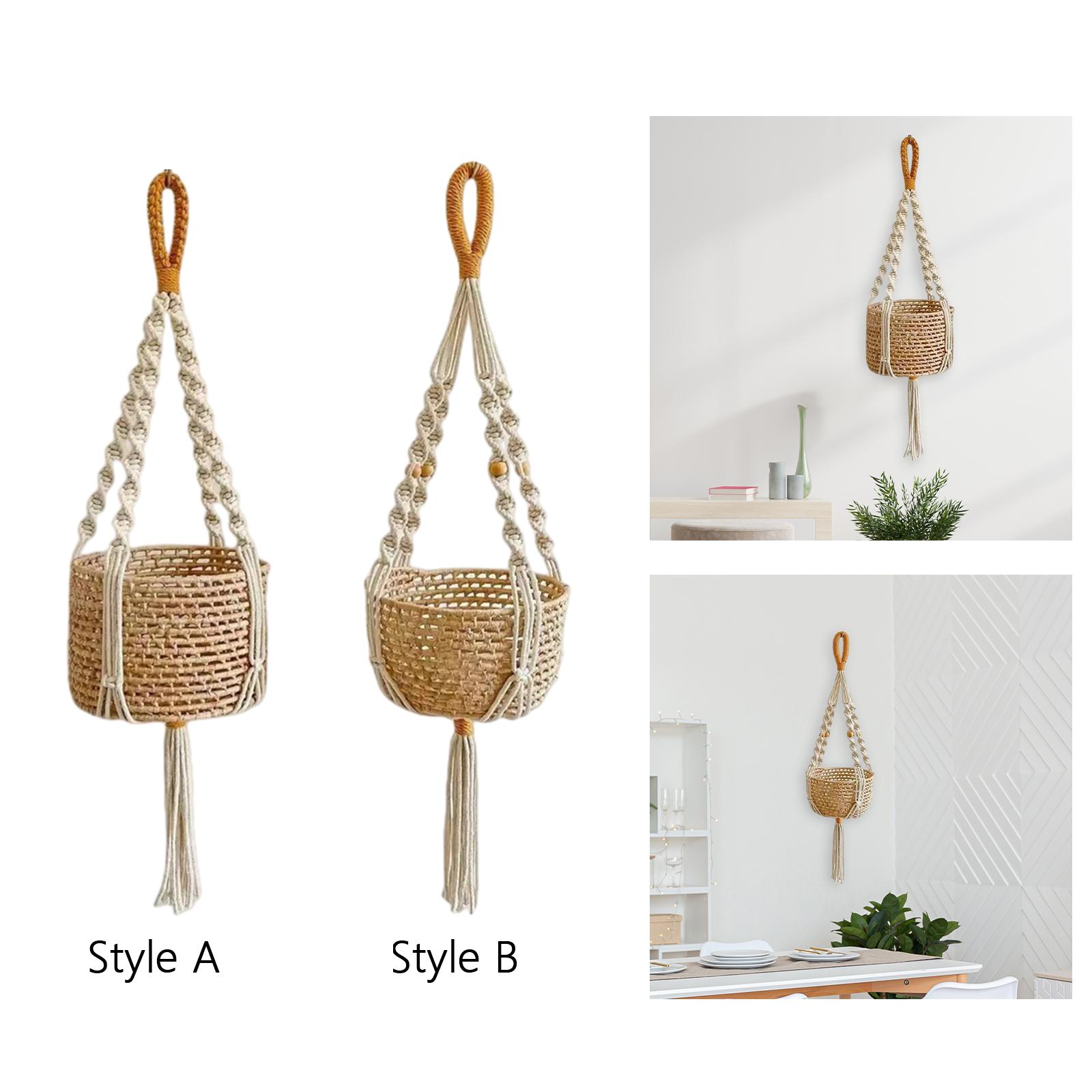 Plant Macrame Hanger Cotton Rope Boho String Bag Plant Holder Hanging Plant Pot Basket for Porch Window Ceiling Kitchen Patio
