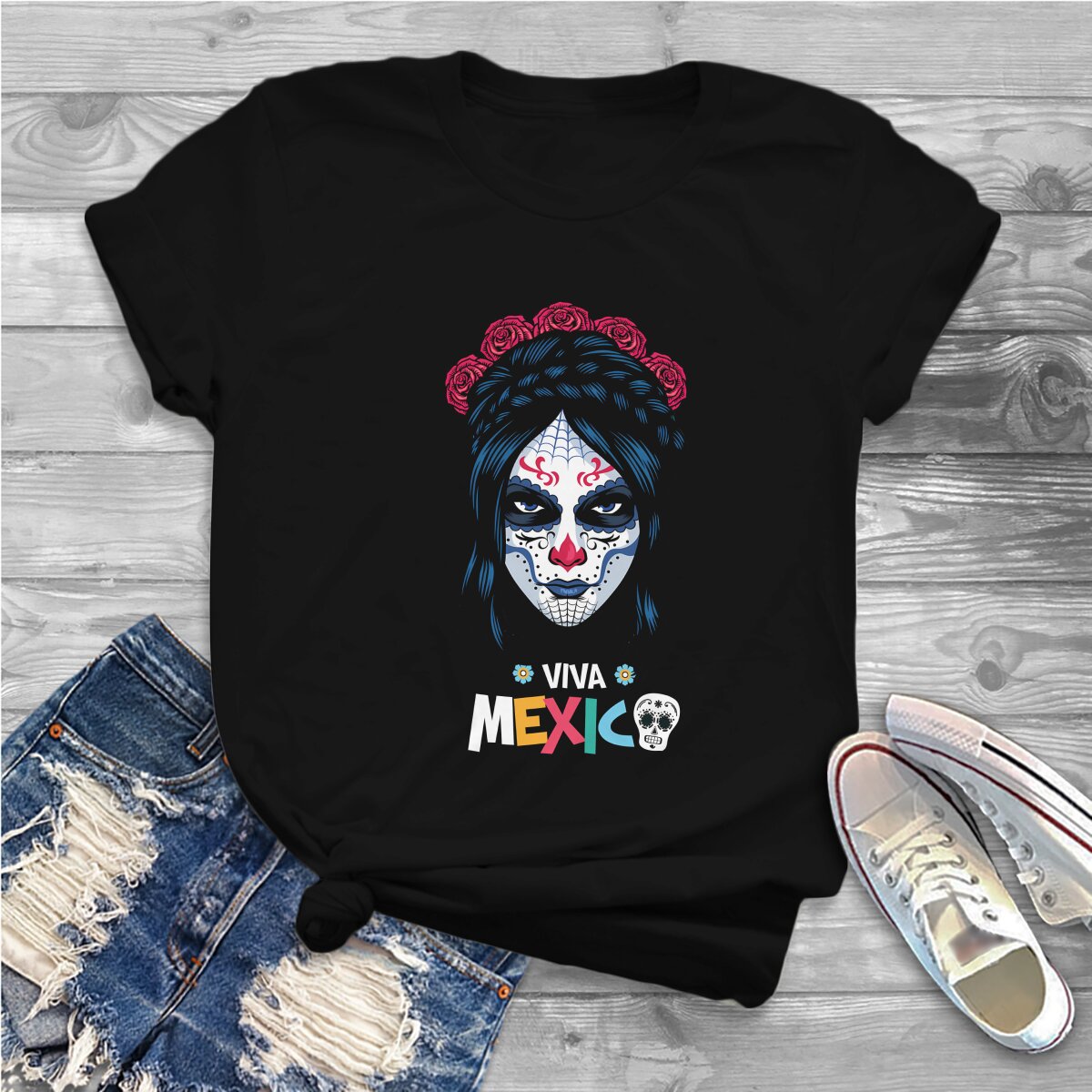 Viva México, Poliéster Feminino T Shirt, Presente Engraçado, Y2K, Meninas, Y2K