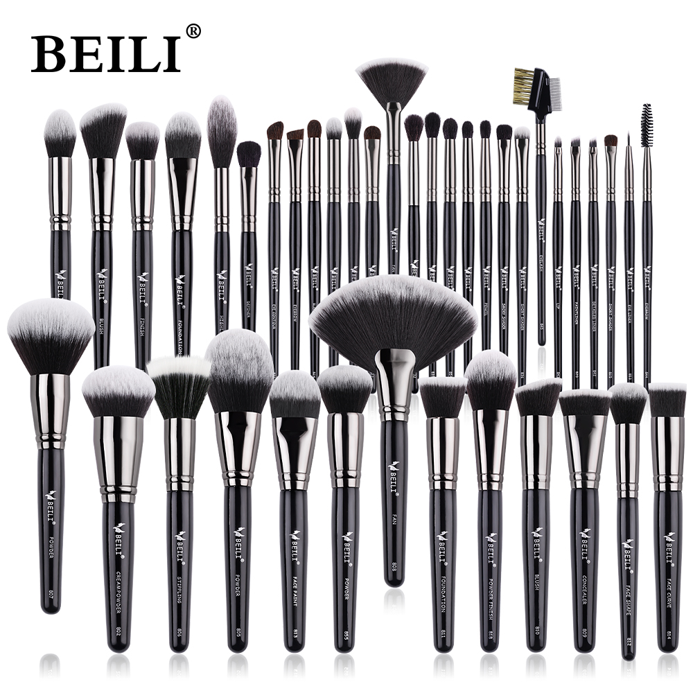 Best of BEILI Luxury Black Professional Makeup Brush Set Big Powder Makeup Brushes Foundation Natural Blending Pinceaux De Maquillage Reviews & Tips