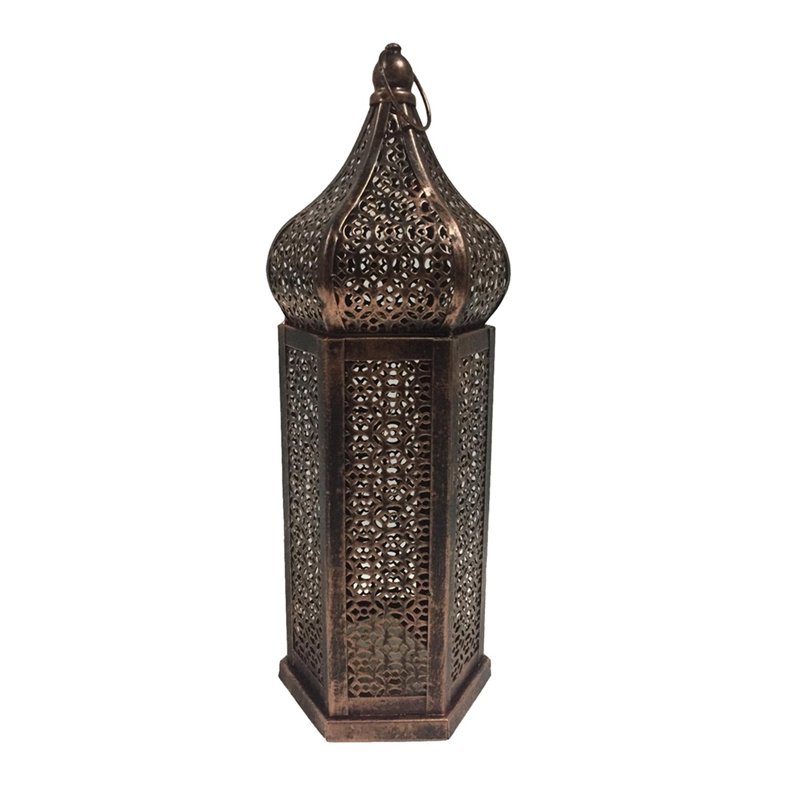 Christmas New Retro Wrought Iron Hollow Wind Lantern Moroccan Decorative Ornaments Atmosphere Props Led Small Lantern