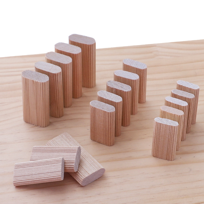 50Pcs Domino Solid Wood DIY Stripes Tenon Biscuit Joinery Beech Wood Nail Cork Block Wood Board Furniture Butt Tool For Woodwork