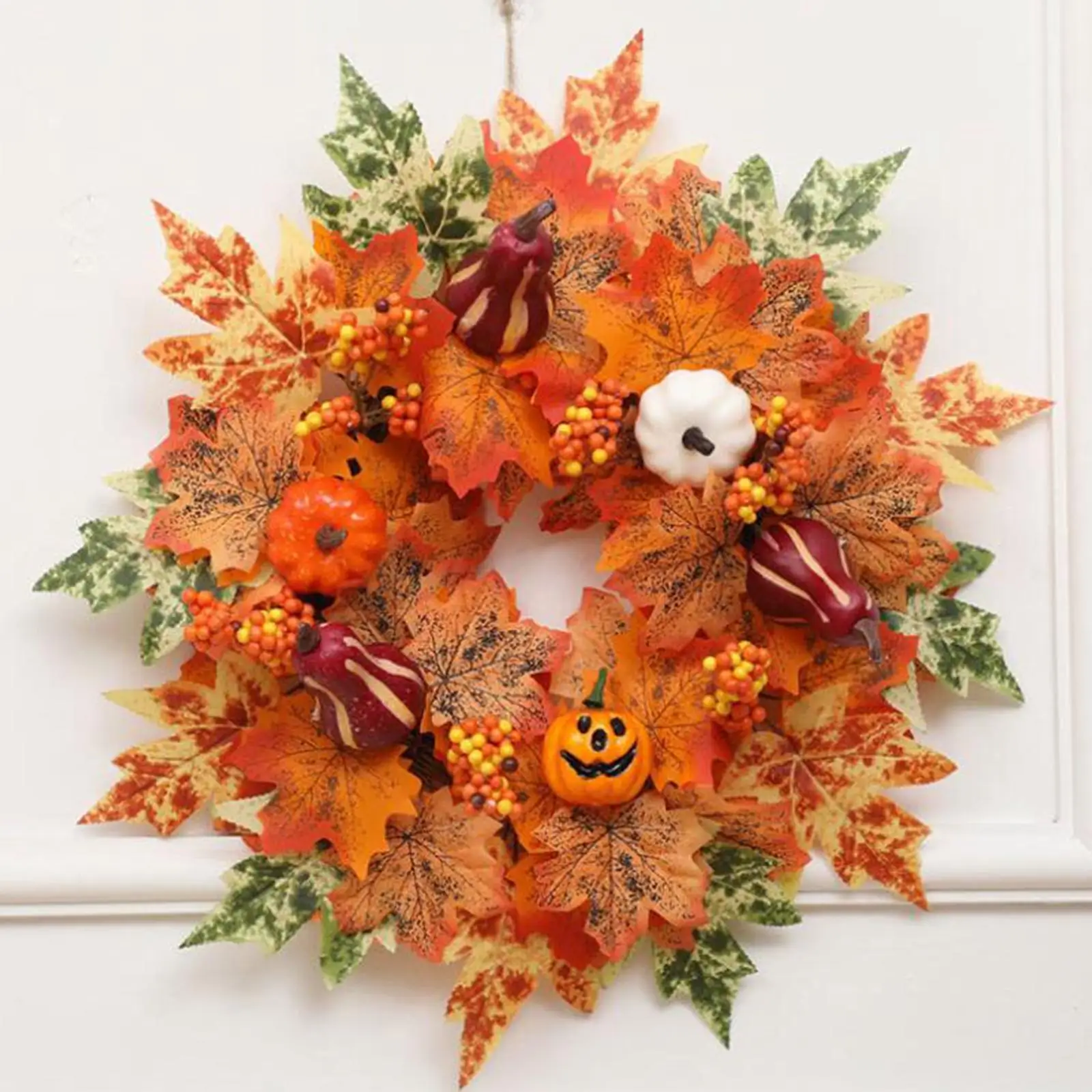 Fall Wreath Hanging with Pumpkins Autumn Wreath for Festival Party Halloween