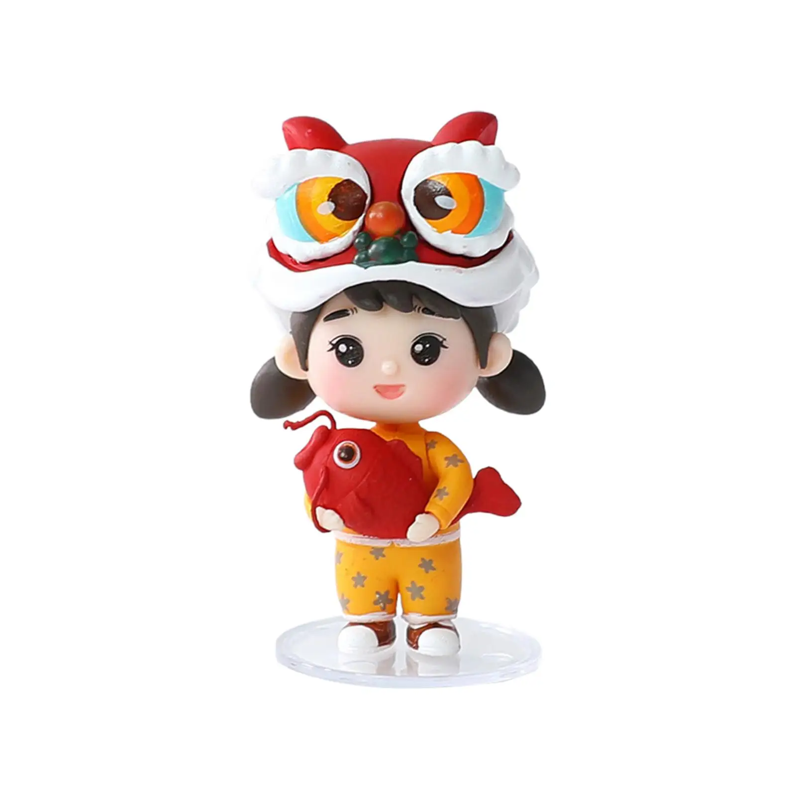 Cute Chinese New Year Doll Figurine Art Sculpture for Shelf Decor Cake Topper Decor