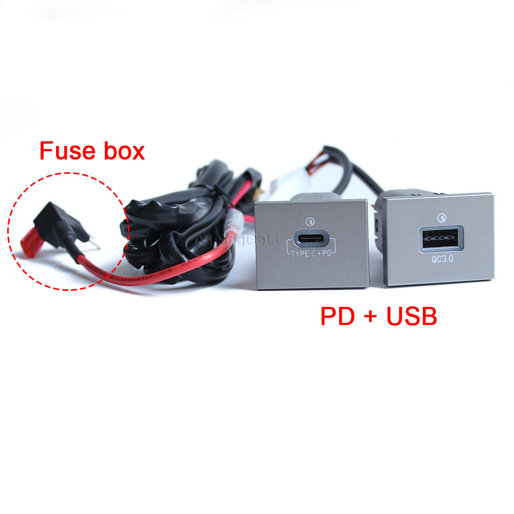 Auto Doppel USB QC 3,0 PD Interface Lade Buchse Schnell Flash Telefon Ladegerät Adapter Für Ford Focus MK2 2004-2011 zubehör – Detail 4