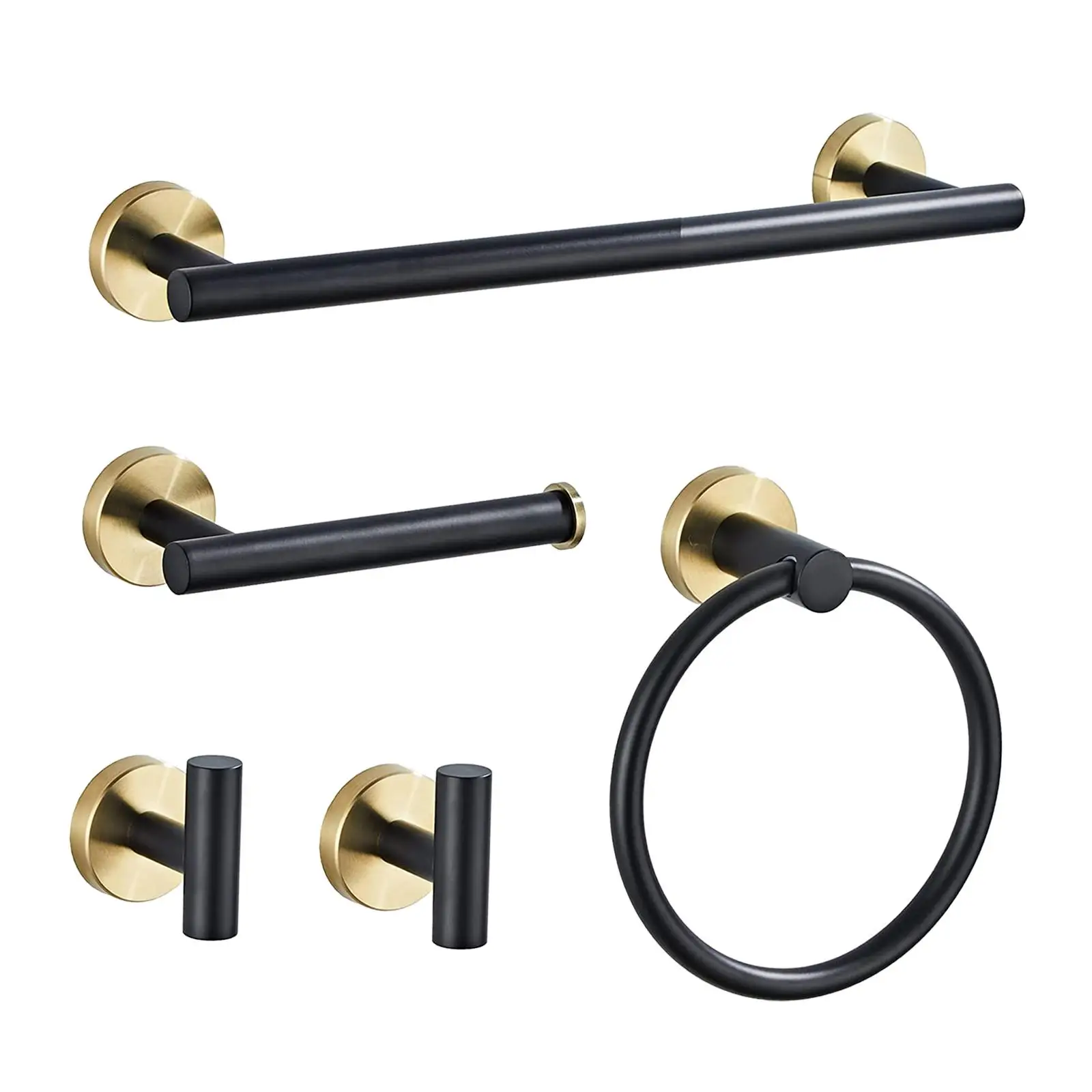 Wall Mounted Bath Hardware Set Hand Towel Bars Bath Towel Holder Tissue Roll Holder Towel Hooks for Washroom Home Room Hotel