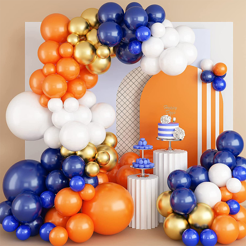 Description Picture 2 of item119pcs Orange Navy Blue White Balloon Garland Arche Ballon Wedding Baby Shower First Birthday Boy Party Decoration Kit Globos