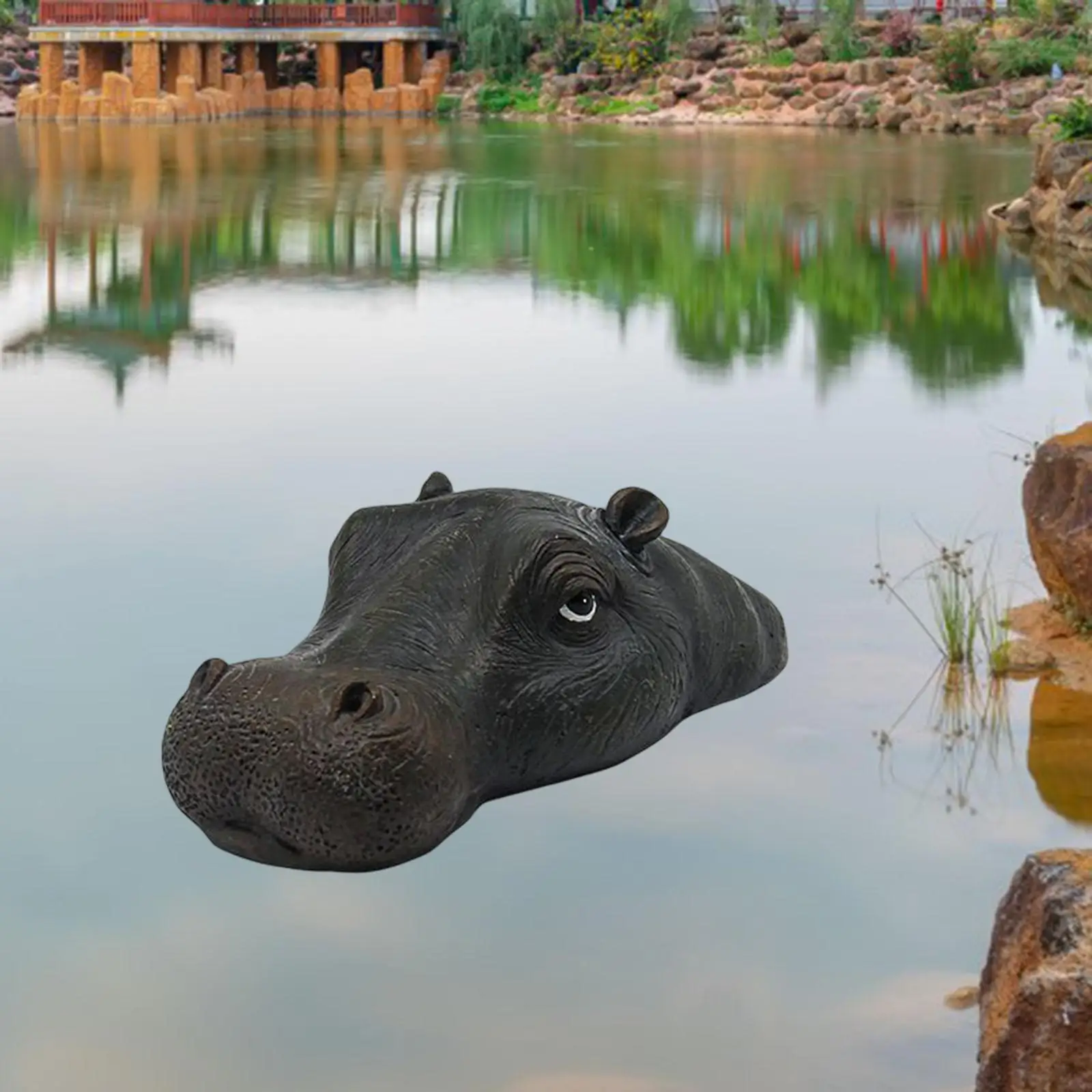 Floating Hippo Head Yard Art Ornaments Back  Pool Floater Decor
