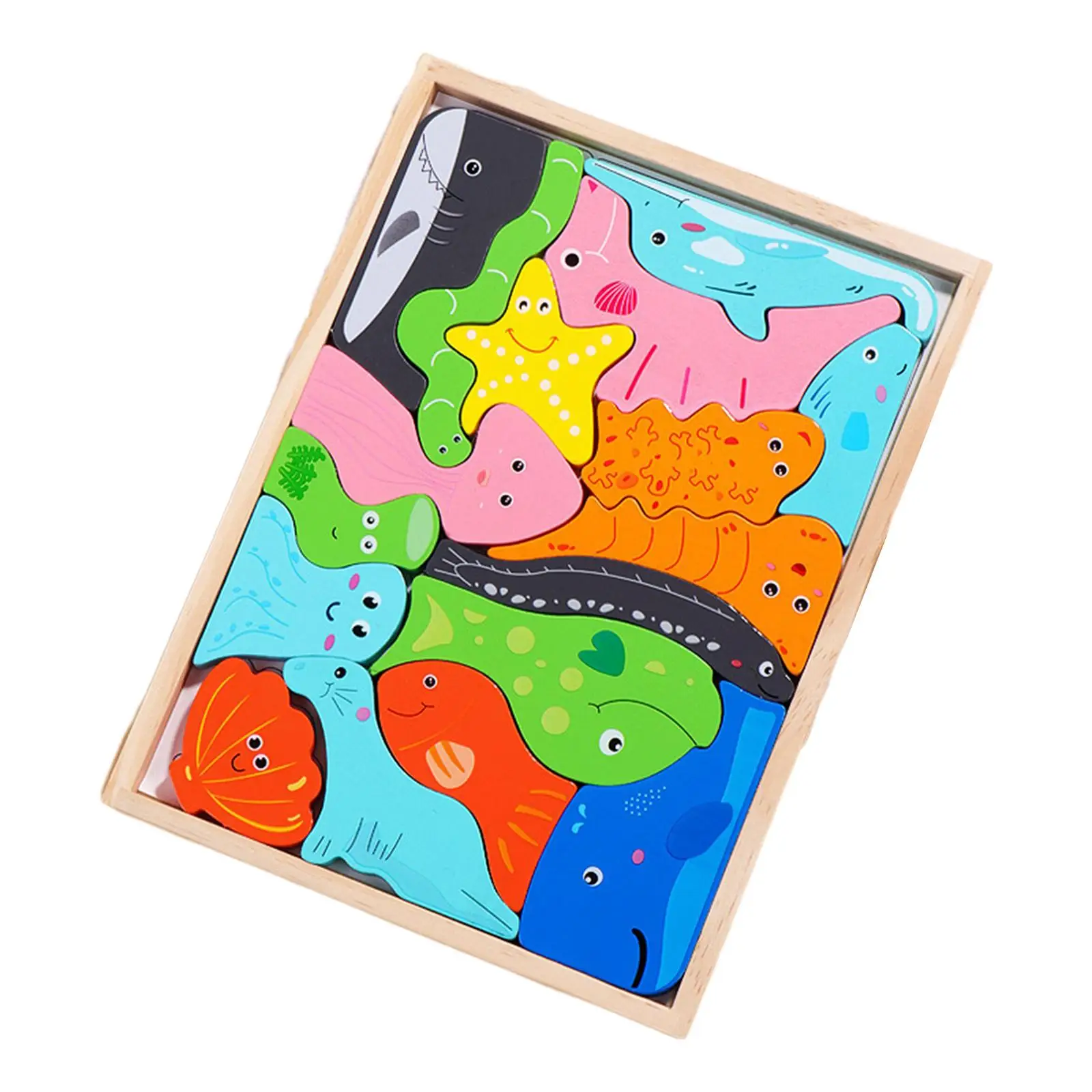 Wooden Animal Puzzles Early Leaning Education Toy Animal Jigsaw Puzzles for Boy Children