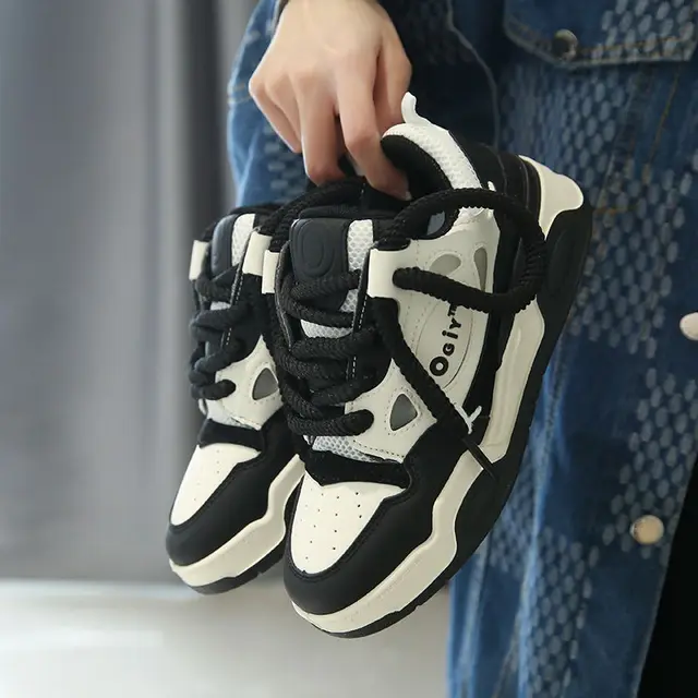 SHANPA Autumn Fashion Womens Sports Shoes High Treet Letter Patchwork Platform Mens Sneakers