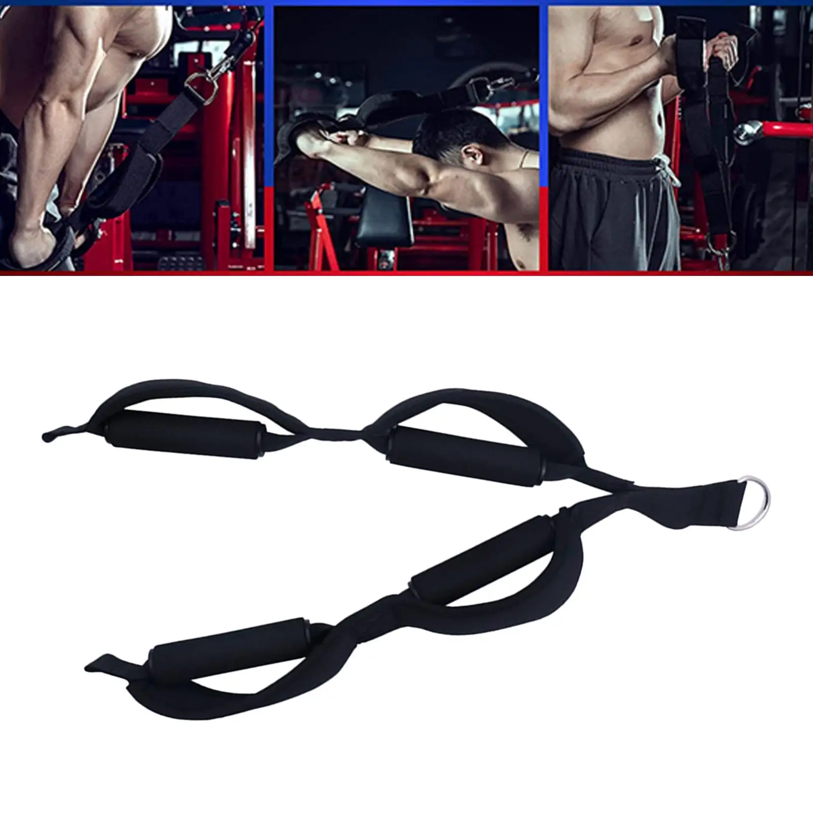 Cable Attachment Tricep Bicep Rope Pully Handles Strap Gym Accessory Equipment