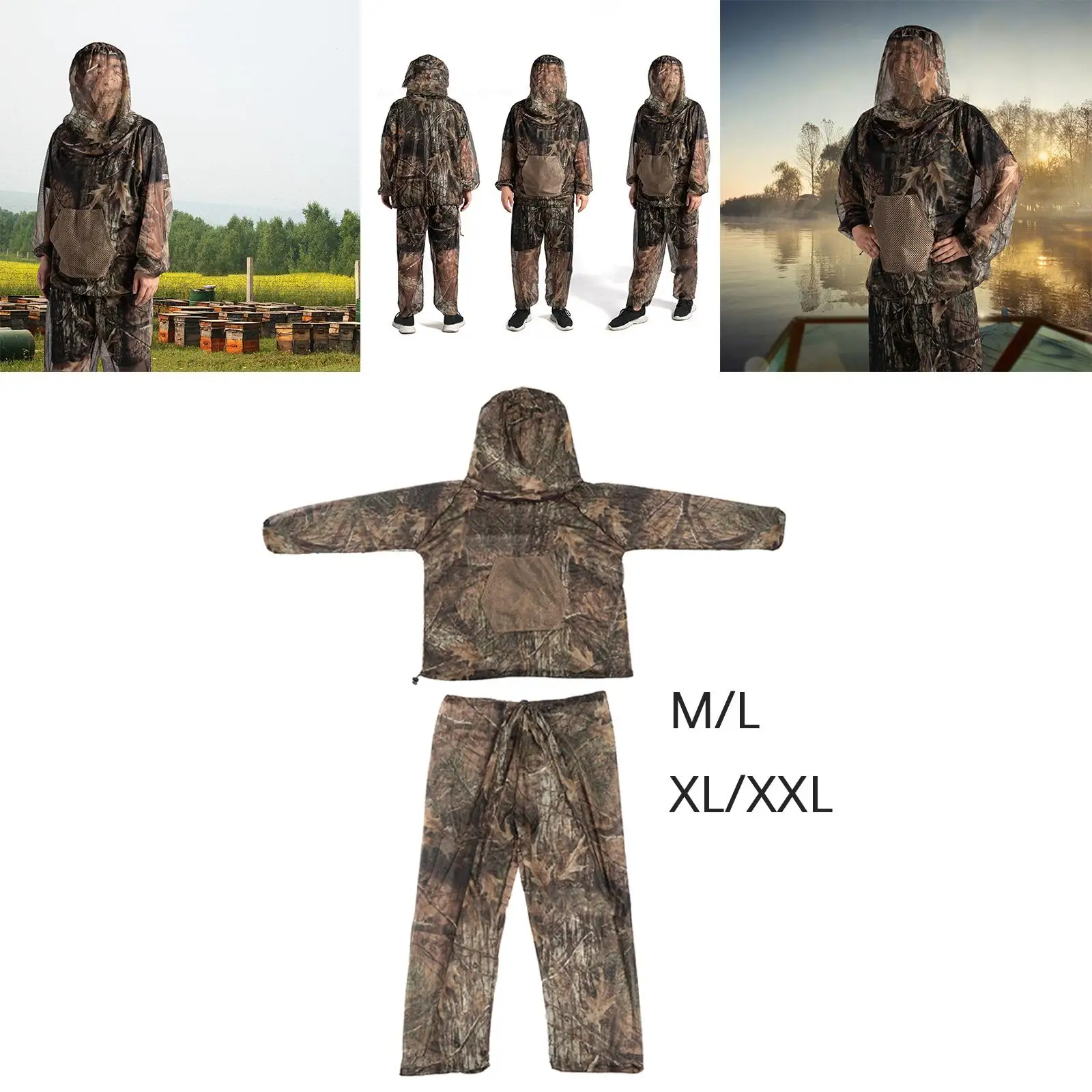 Mesh Hooded suits  proof Cloing Breaable Summer net Pants Jacket for Camping Hunting Unisex