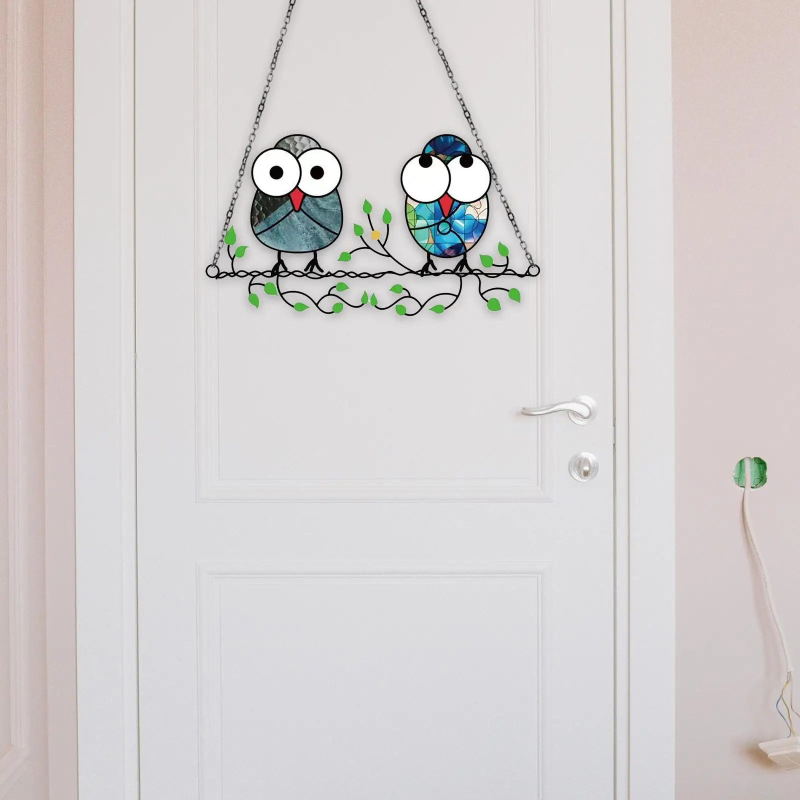 Owl Bird Catchers Shabby Chic Vintage Acrylic Stained Hanging Gift