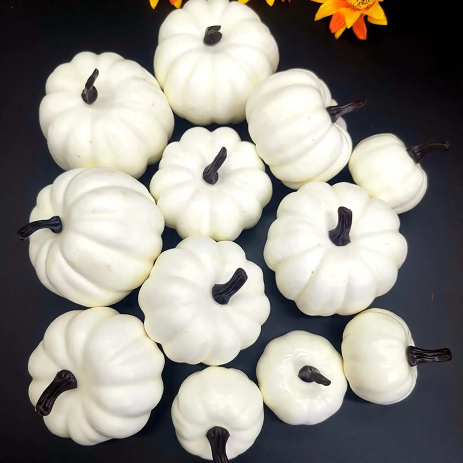 12Pcs Fake Pumpkins Model DIY Rustic Cute Harvest Decorative Artificial Vegetables for Halloween Table Party Thanksgiving Autumn