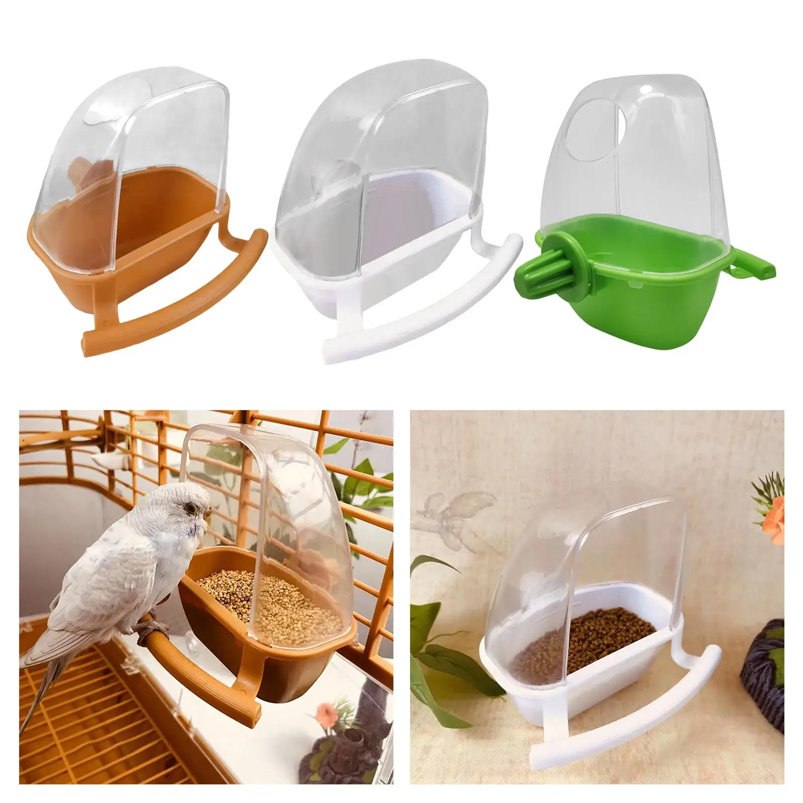 Bird Cage Feeder Parrot Feeding Station Water Bowl Waterer Hanging with Perch Water Food Dispenser for Rats, Parakeets Squirrels