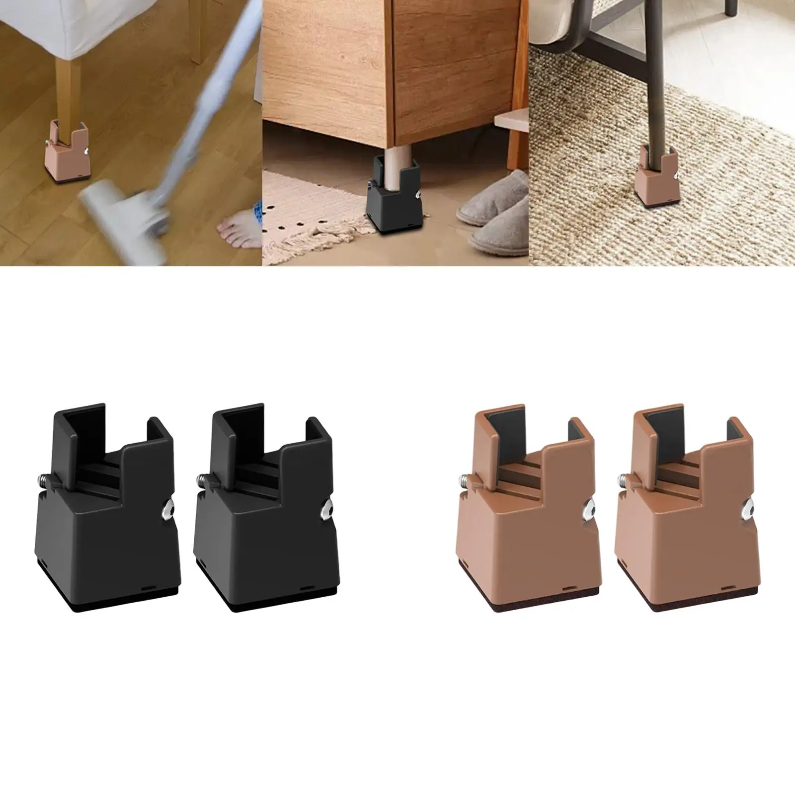 Adjustable Bed Furniture Risers with Screw Clamp Fit Thickness Furniture Frame from 22-42mm  Heights 2 inch Durable